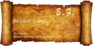 Bölöni Fanni névjegykártya